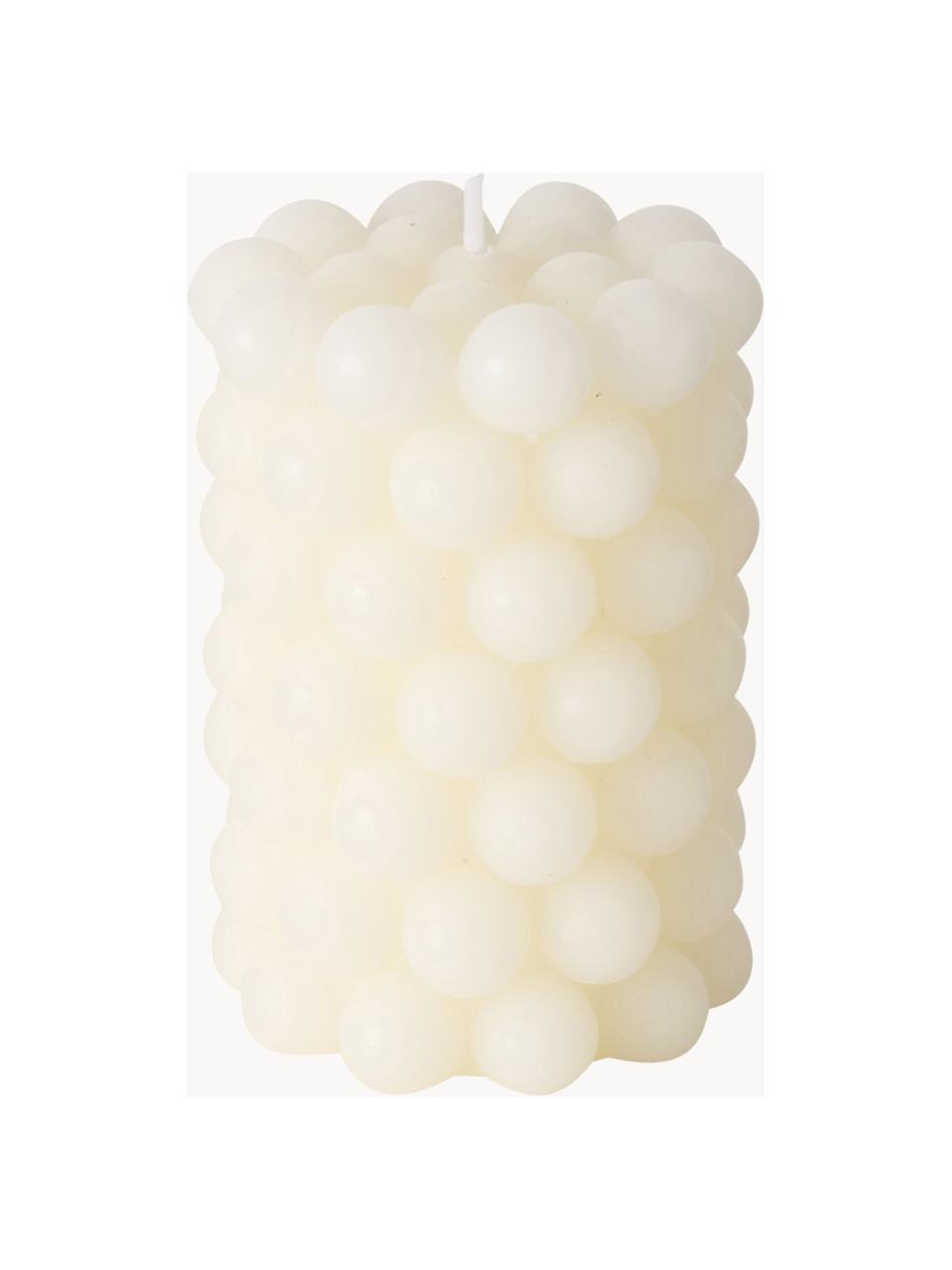 Velas pilar de cera Pearls, 3 uds., 10 cm, Cera, Off White, negro, beige, Ø 7 x Al 10 cm