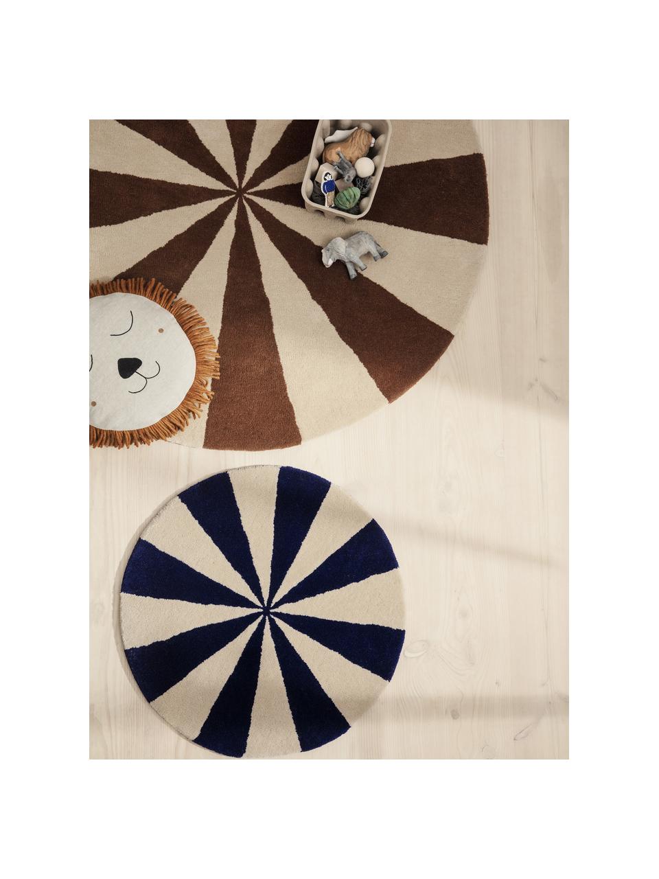 Tapis rond en laine tufté à la main Arch, Bleu foncé, beige clair, Ø 70 cm (taille XS)