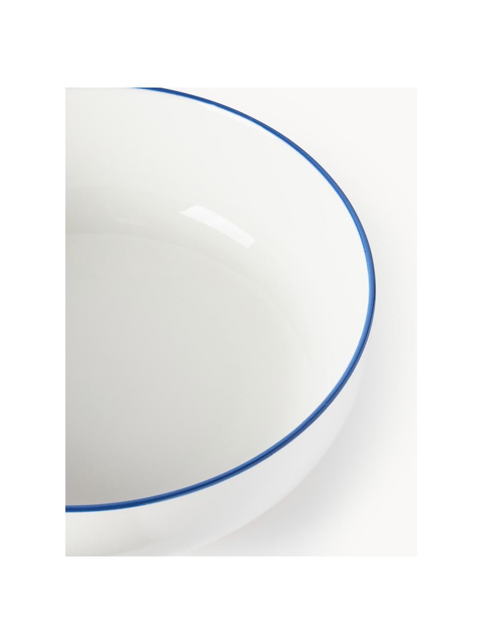 Vajilla de porcelana Facile, 6 comensales (18 pzas.), Porcelana dura de alta calidad (aprox. 50% caolín, 25% cuarzo y 25% feldespato), Off White con borde azul oscuro, 6 comensales (18 pzas.)