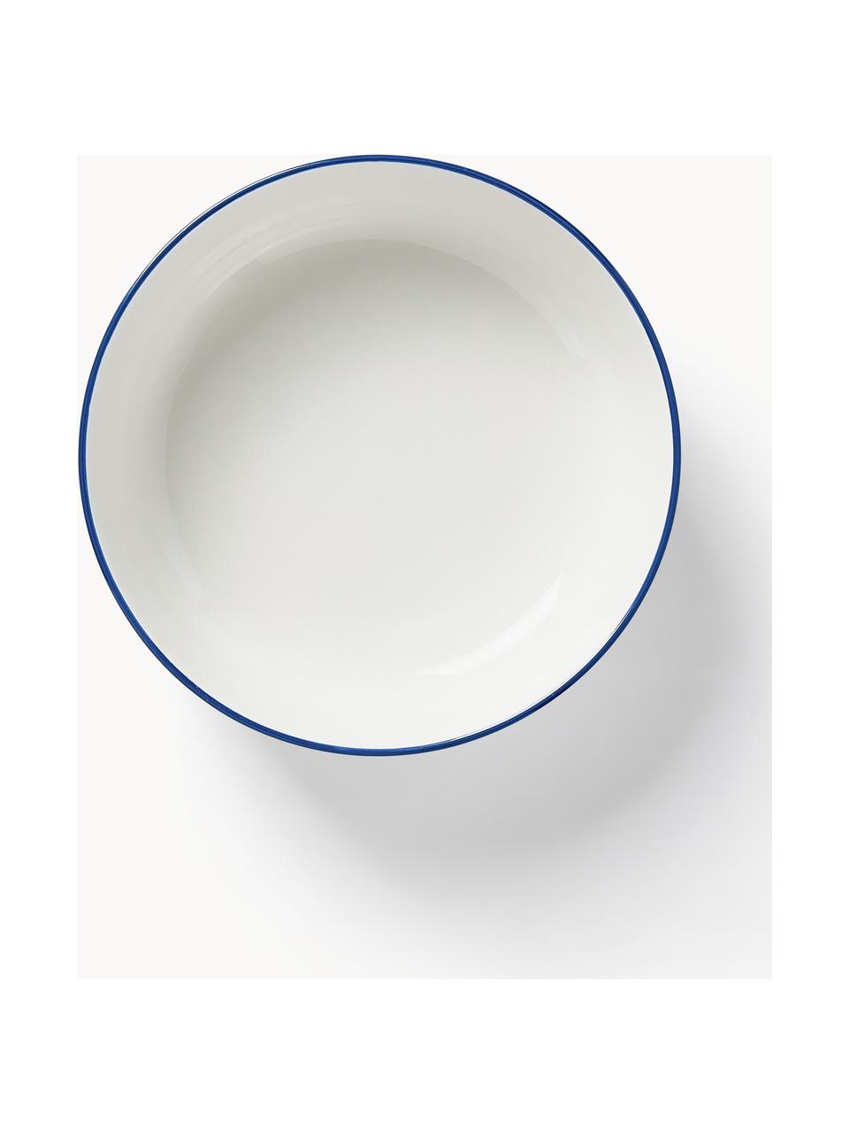 Service de table en porcelaine Facile, 6 personnes (18 élém.), Porcelaine robuste de haute qualité (env. 50 % kaolin, 25 % quartz et 25 % feldspath), Blanc cassé avec bordure bleu foncé, 6 personnes (18 élém.)