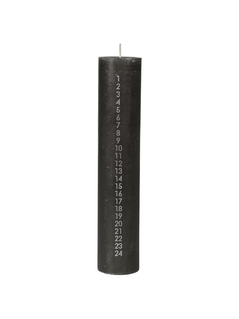 Handgemaakte adventskalenderkaars Rustic in zwart, Was, Zwart, Ø 5 x H 25 cm