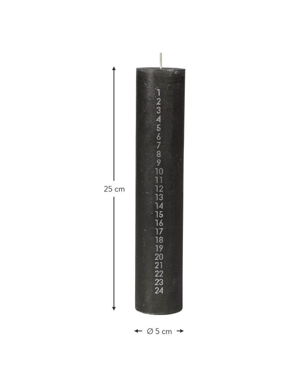Bougie de l'Avent noir Rustic, Cire, Noir, Ø 5 x haut. 25 cm