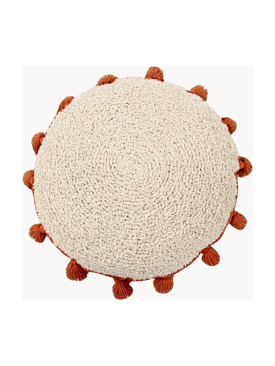 Cuscino morbido fatto a mano Circle, Rivestimento: 97% cotone, 3% altre fibr, Bianco crema, arancione, Ø 48 cm