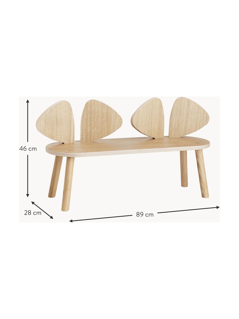 Holz-Kinderbank Mouse, Eichenholzfurnier, lackiert

Dieses Produkt wird aus nachhaltig gewonnenem, FSC®-zertifiziertem Holz gefertigt., Eichenholz, B 89 x H 46 cm