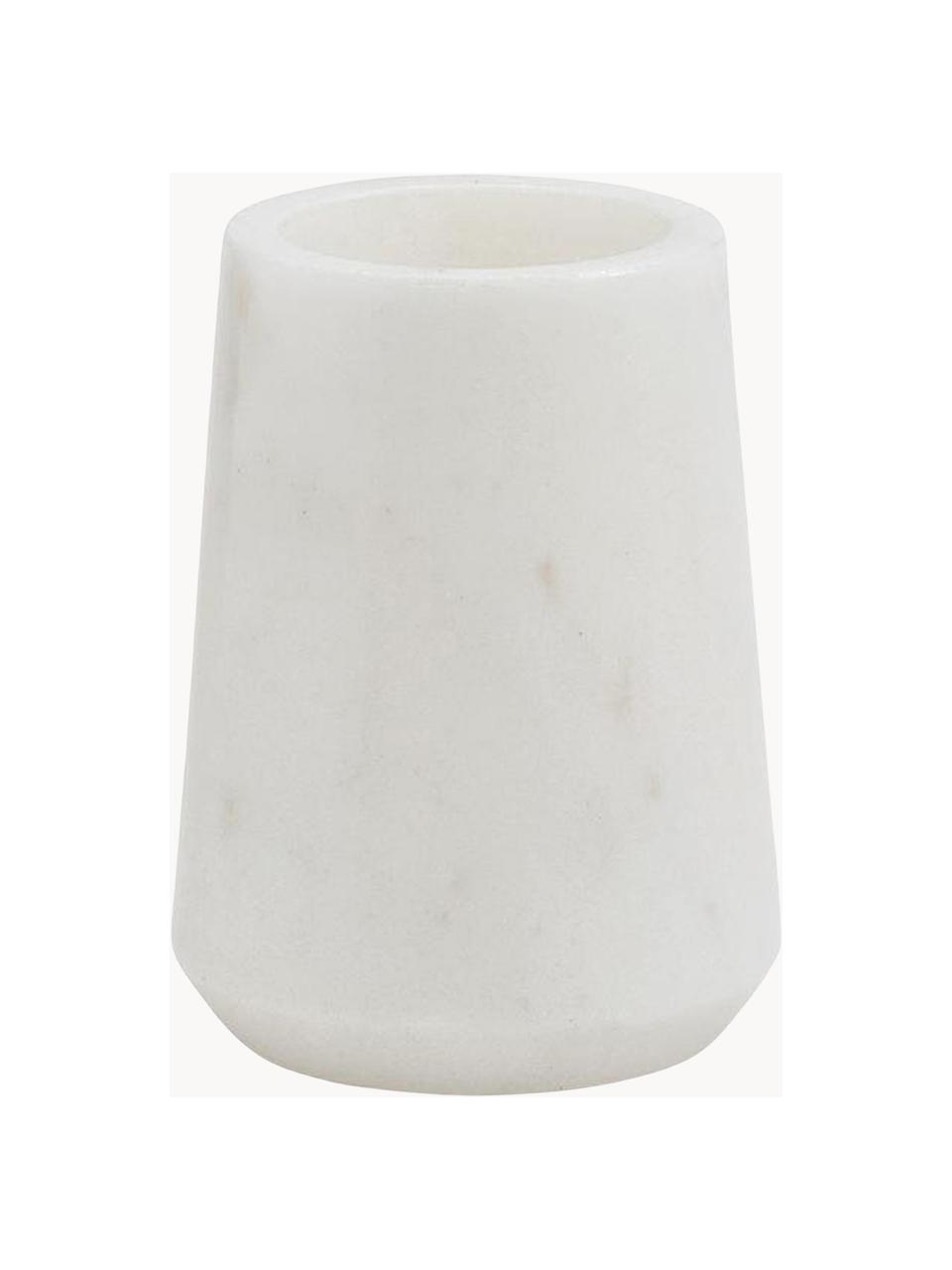 Porta spazzolini in marmo Lux, Marmo, Bianco marmorizzato, Ø 9 x Alt. 11 cm