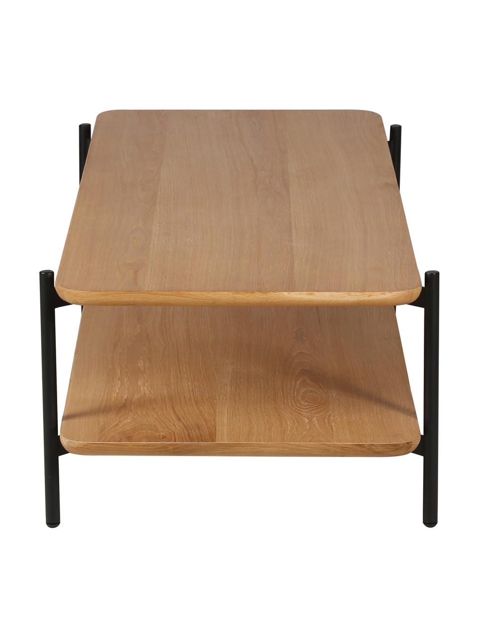 Konferenčný stolík s dubovou dyhou Easy, Čierna, hnedá, Š 120 x V 37 cm