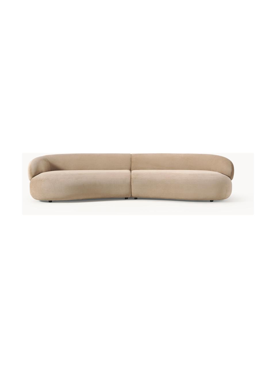 Sofa Alba (4-Sitzer), Bezug: 97 % Polyester, 3 % Nylon, Gestell: Massives Fichtenholz, Bir, Füße: Kunststoff Das in diesem , Webstoff Beige, B 326 x T 112 cm