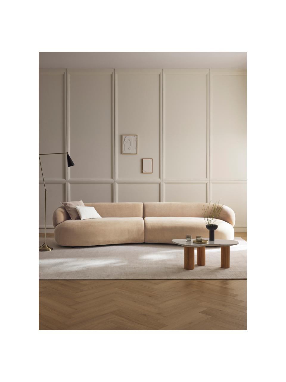 Sofa Alba (4-Sitzer), Bezug: 97 % Polyester, 3 % Nylon, Gestell: Massives Fichtenholz, Bir, Füße: Kunststoff Das in diesem , Webstoff Beige, B 326 x T 112 cm