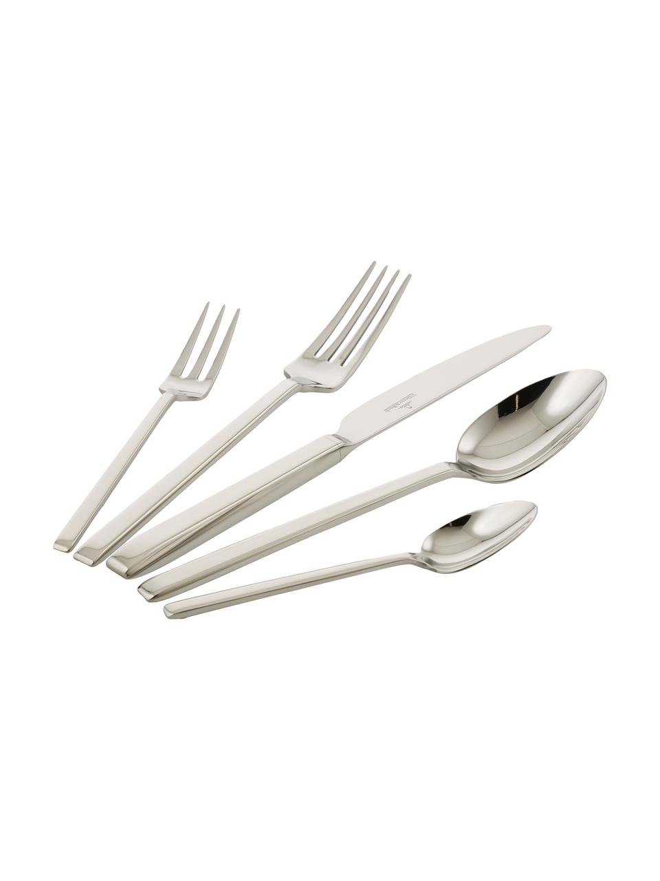 Hoogglanzend gepolijste design bestekset La Classica, 6 personen (30-delig), Edelstaal 18/10

Het bestek is gemaakt van roestvrij staal. Het is daardoor duurzaam, roest niet en is bestand tegen bacteriën. Daarnaast is het vaatwasmachinebestendig, kleurvast, onderhoudsvriendelijk, smaakloos en zuurbestendig., Zilverkleurig, hoogglans gepolijst, Set met verschillende formaten