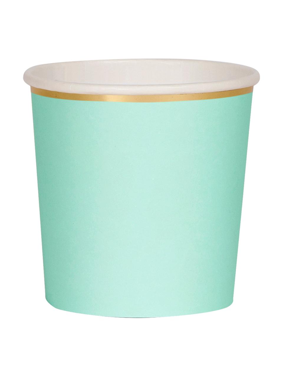 Vasos de papel Simply Eco, 8 uds., Papel, foliert, Verde menta, Ø 8 x Al 8 cm