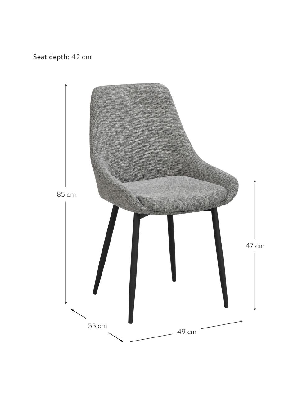 Čalouněné židle Sierra, 2 ks, Šedá, Š 49 cm, H 55 cm