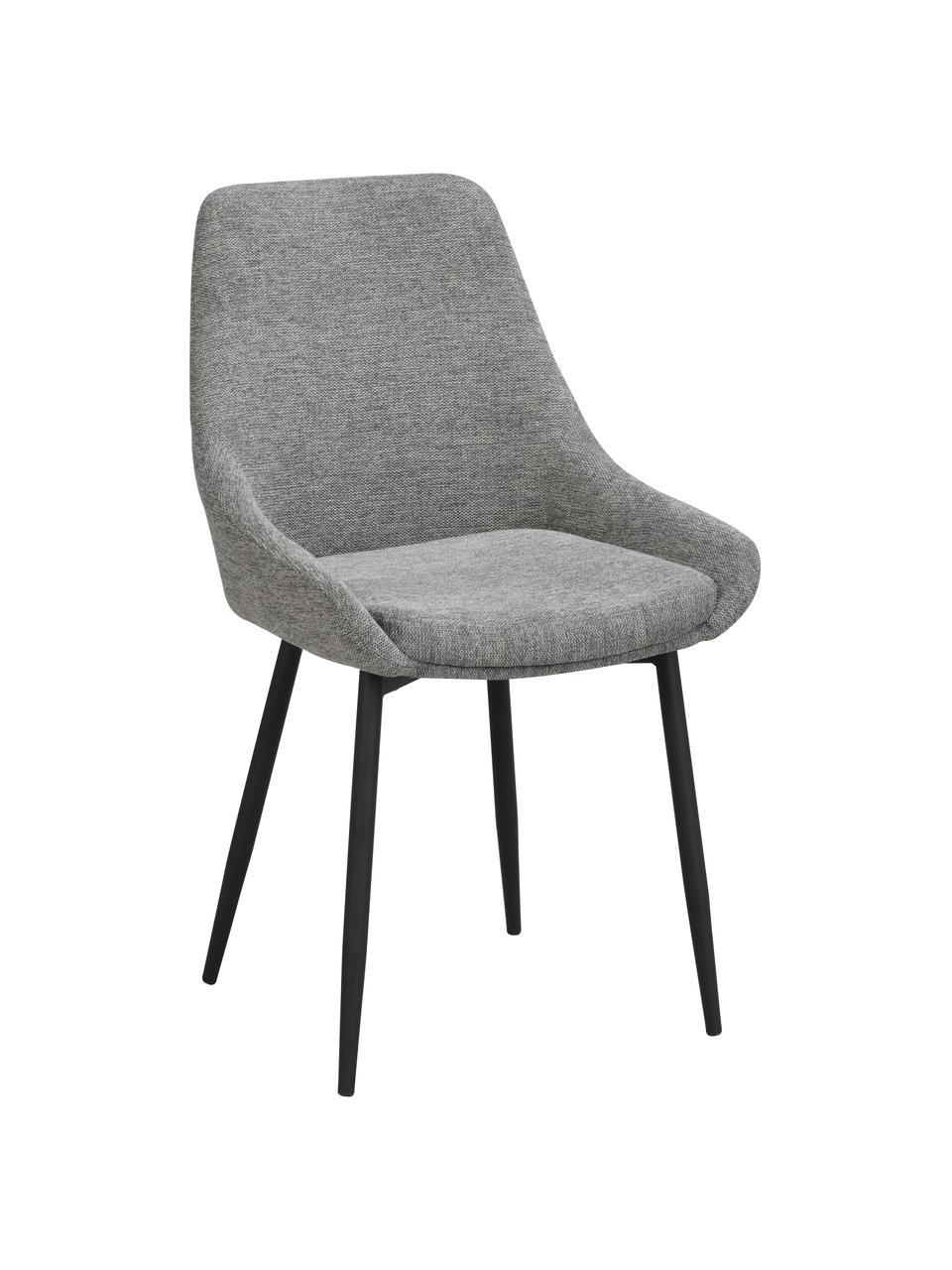 Gestoffeerde stoelen Sierra in grijs, 2 stuks, Bekleding: 100% polyester, Poten: gepoedercoat metaal, Geweven stof grijs, B 49 x D 55 cm