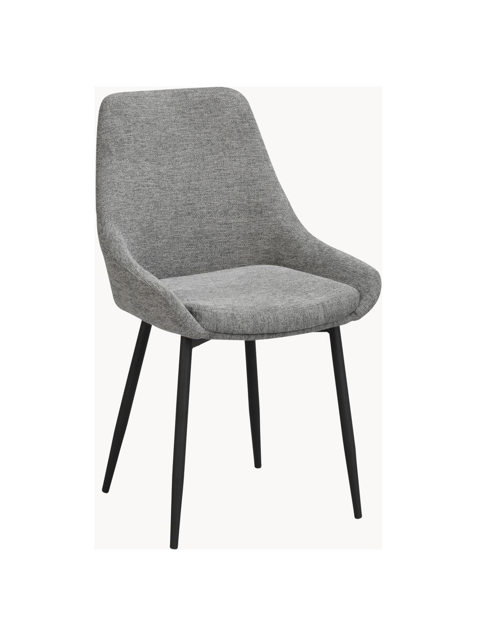 Gestoffeerde stoelen Sierra, 2 stuks, Bekleding: 100% polyester, Poten: gepoedercoat metaal Dit p, Geweven stof grijs, zwart, B 49 x D 55 cm