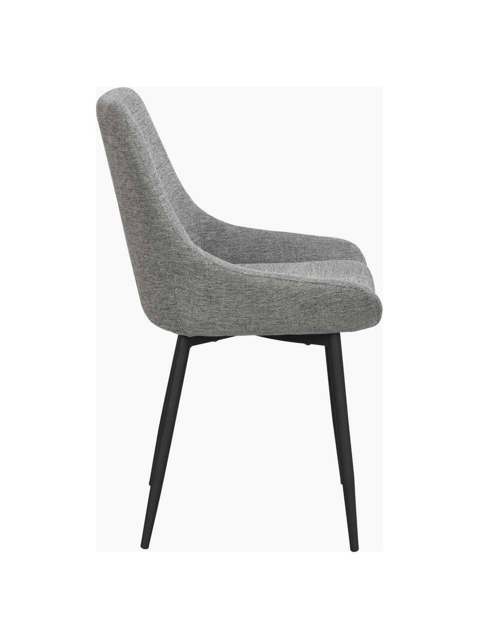Gestoffeerde stoelen Sierra, 2 stuks, Bekleding: 100% polyester, Poten: gepoedercoat metaal Dit p, Geweven stof grijs, zwart, B 49 x D 55 cm