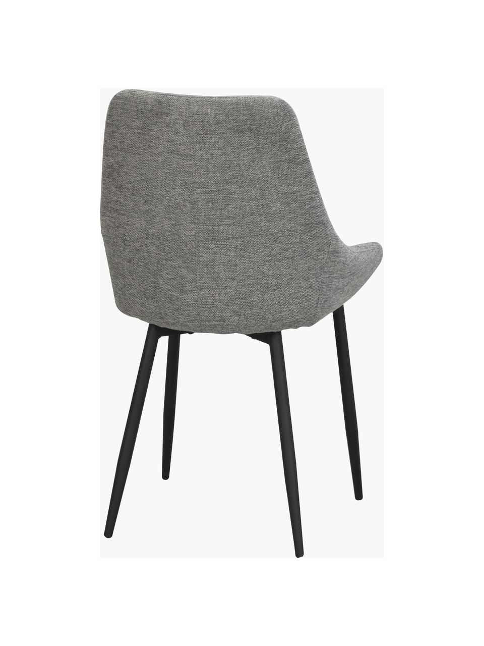 Gestoffeerde stoelen Sierra, 2 stuks, Bekleding: 100% polyester, Poten: gepoedercoat metaal, Geweven stof grijs, zwart, B 49 x D 55 cm