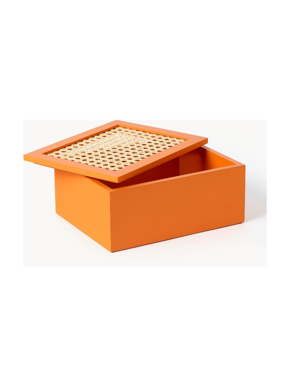 Aufbewahrungsbox Carina mit Wiener Geflecht, Box: Mitteldichte Holzfaserpla, Deckel: Mitteldichte Holzfaserpla, Orange, B 23 x H 10 cm