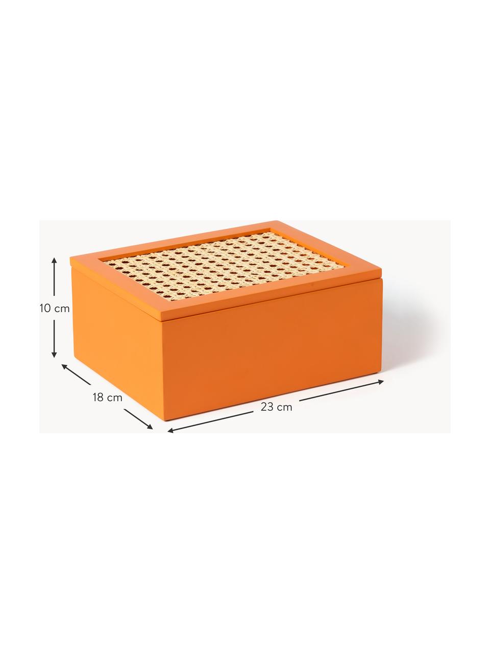 Caja con tejido vienés Carina, Caja: tablero de fibras de dens, Naranja, An 23 x F 10 cm