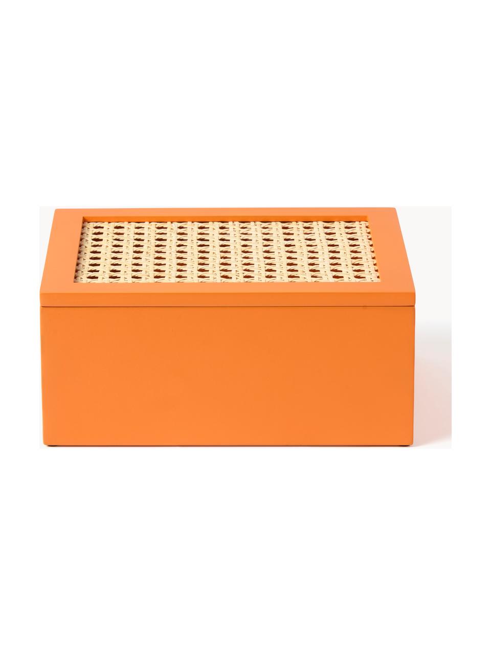 Caja con tejido vienés Carina, Caja: tablero de fibras de dens, Naranja, An 23 x F 10 cm