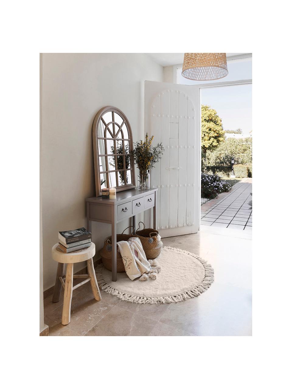 Tapis rond bohème tufté main Daya, Beige, Ø 110 cm (taille S)