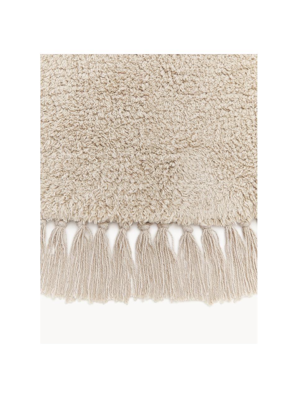 Tapis rond en coton tufté main Daya, Beige clair, Ø 110 cm (taille S)