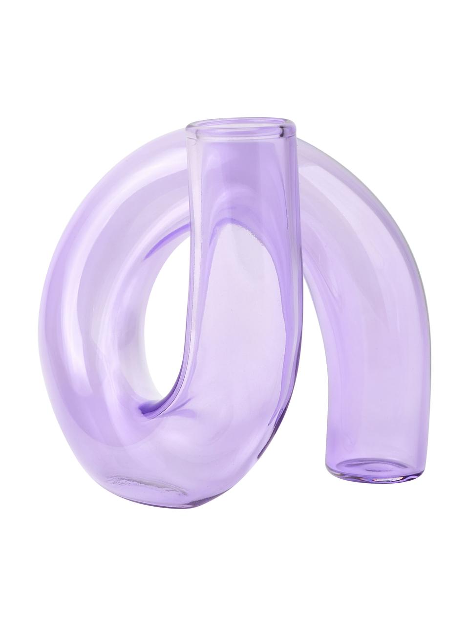 Jarrón artesanal Zaida, Vidrio, Lila transparente, An 11 x Al 12 cm