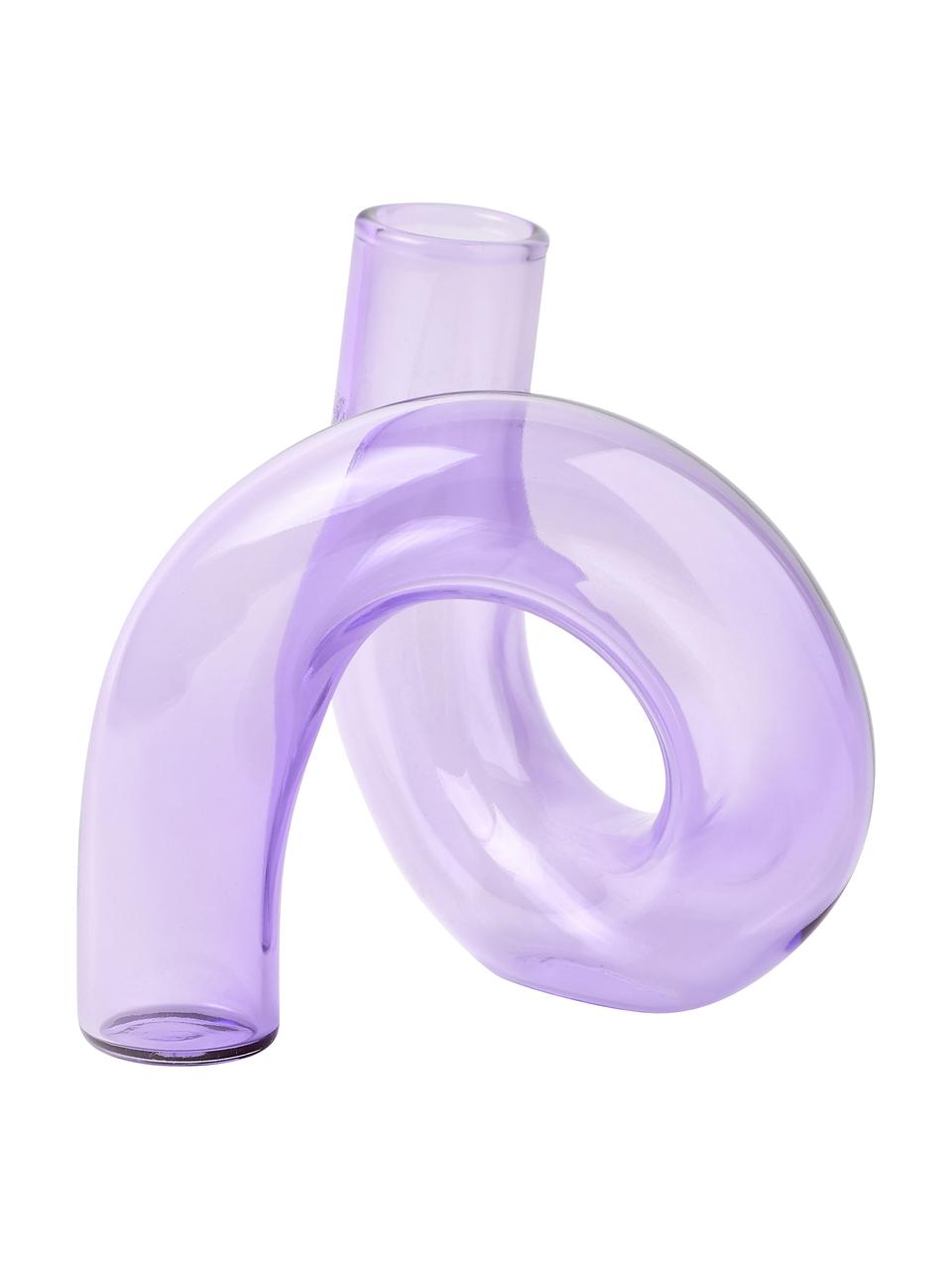 Vaso fatto a mano Zaida, Vetro, Viola trasparente, Larg. 11 x Alt. 12 cm