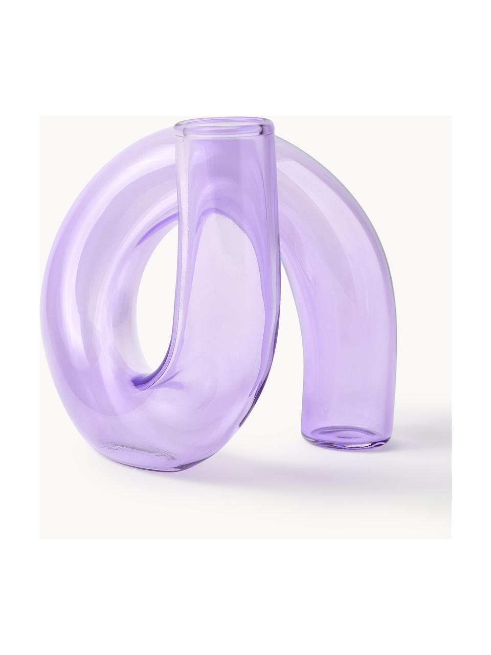 Vase artisanal Zaida, Verre, Lilas, transparent, larg. 11 x haut. 12 cm