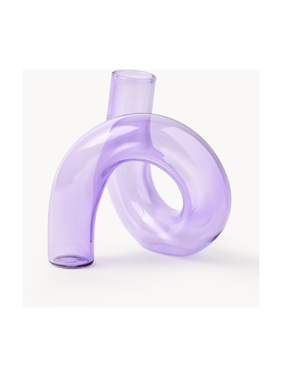 Vase artisanal Zaida, Verre, Lilas, transparent, larg. 11 x haut. 12 cm