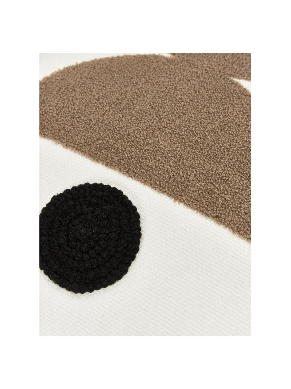Bestickte Baumwoll-Kissenhülle Izad mit Hoch-Tief-Struktur, Bezug: 100 % Baumwolle, Braun, Schwarz, Cremeweiß, B 45 x L 45 cm