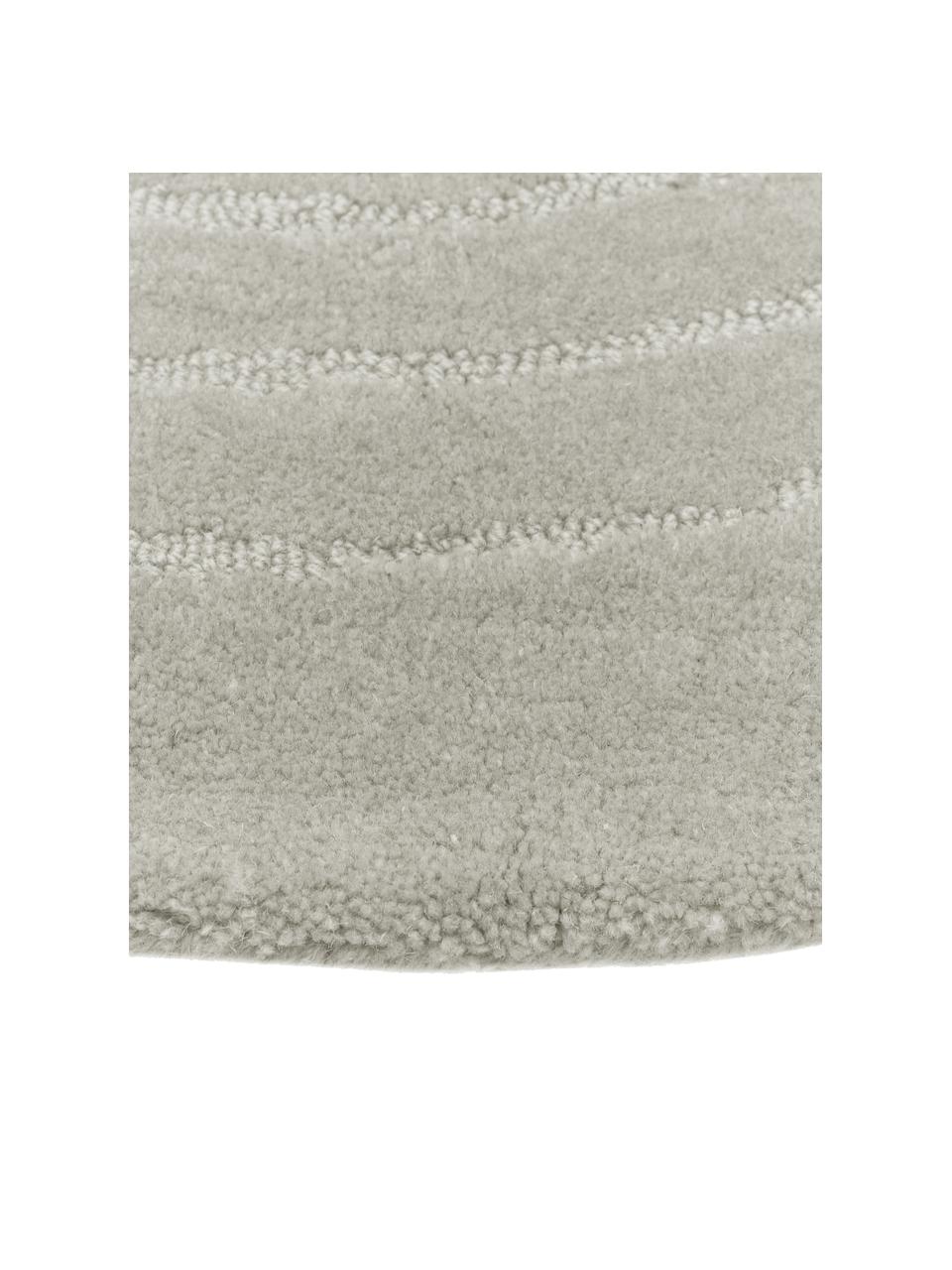 Runder Wollteppich Mason in Hellgrau, handgetuftet, Flor: 100 % Wolle, Hellgrau, Ø 120 cm (Größe S)