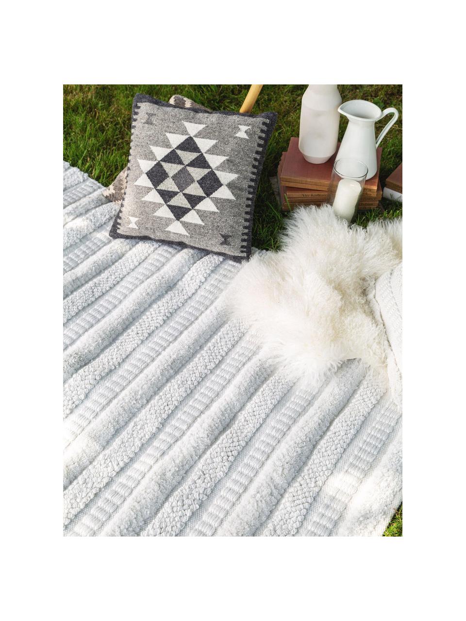 In- & outdoor vloerkleed Toni met hoog-laag structuur, 100% polyester (gerecycled PET), Ivoorkleurig, 200 x 300 cm