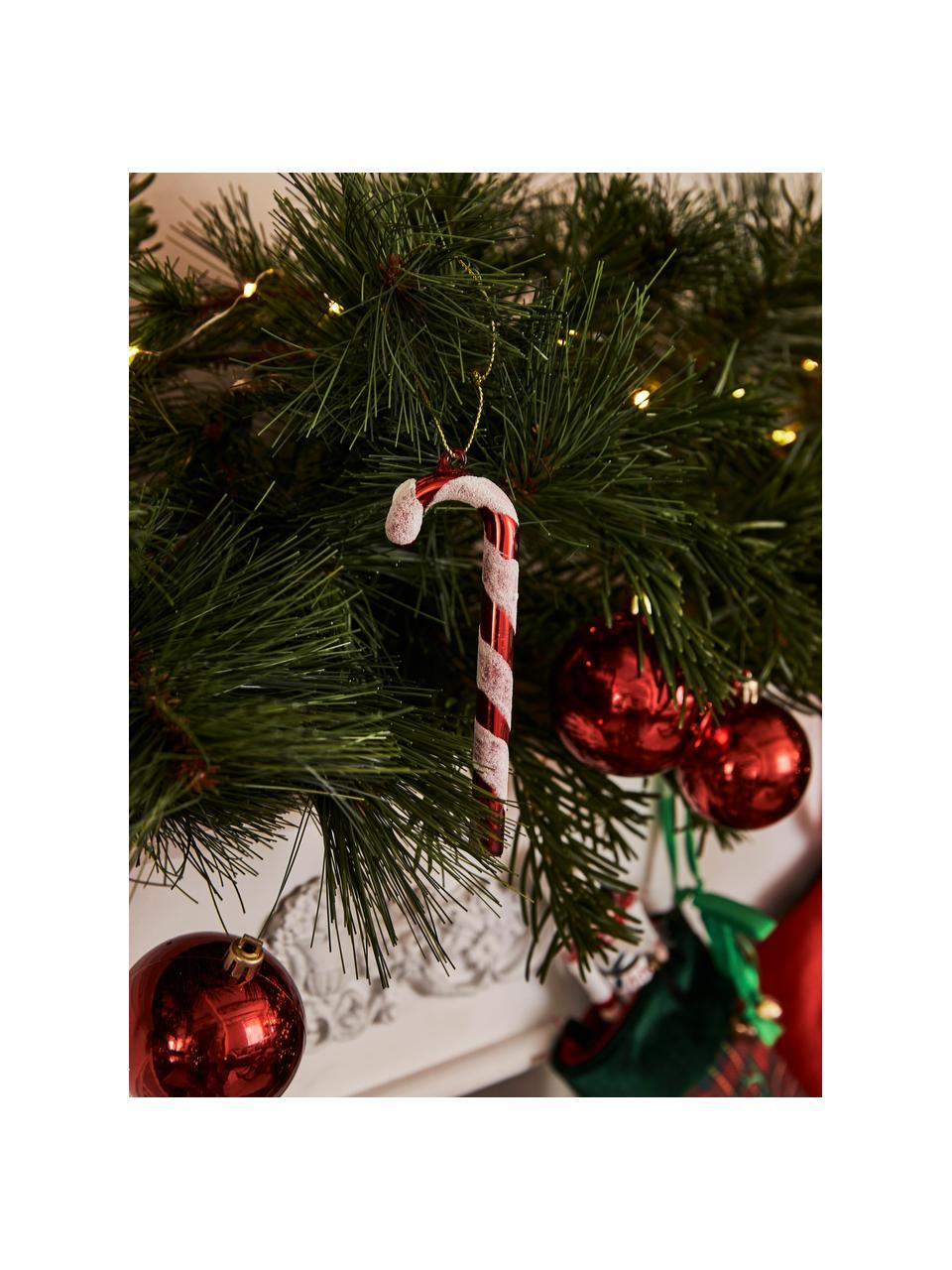 Adorno navideño Candy Cane Al 11 cm, 3 uds., Vidrio pintado, Rojo, blanco, An 2 x Al 11 cm
