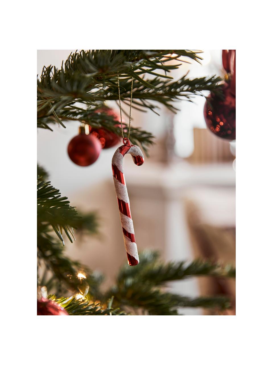 Kerstboomhangers Candy Cane H 11 cm, 3 stuks, Gelakt glas, Rood, wit, B 2 x H 11 cm