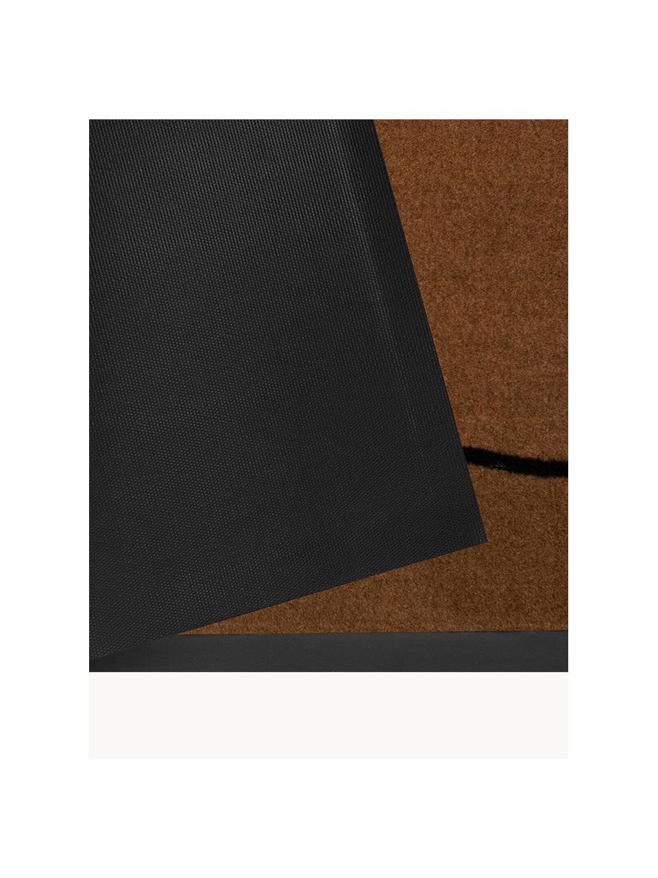 Felpudo de poliamida Cozy Welcome, Parte superior: poliamida, Reverso: goma, Marrón, negro, An 45 x L 75 cm