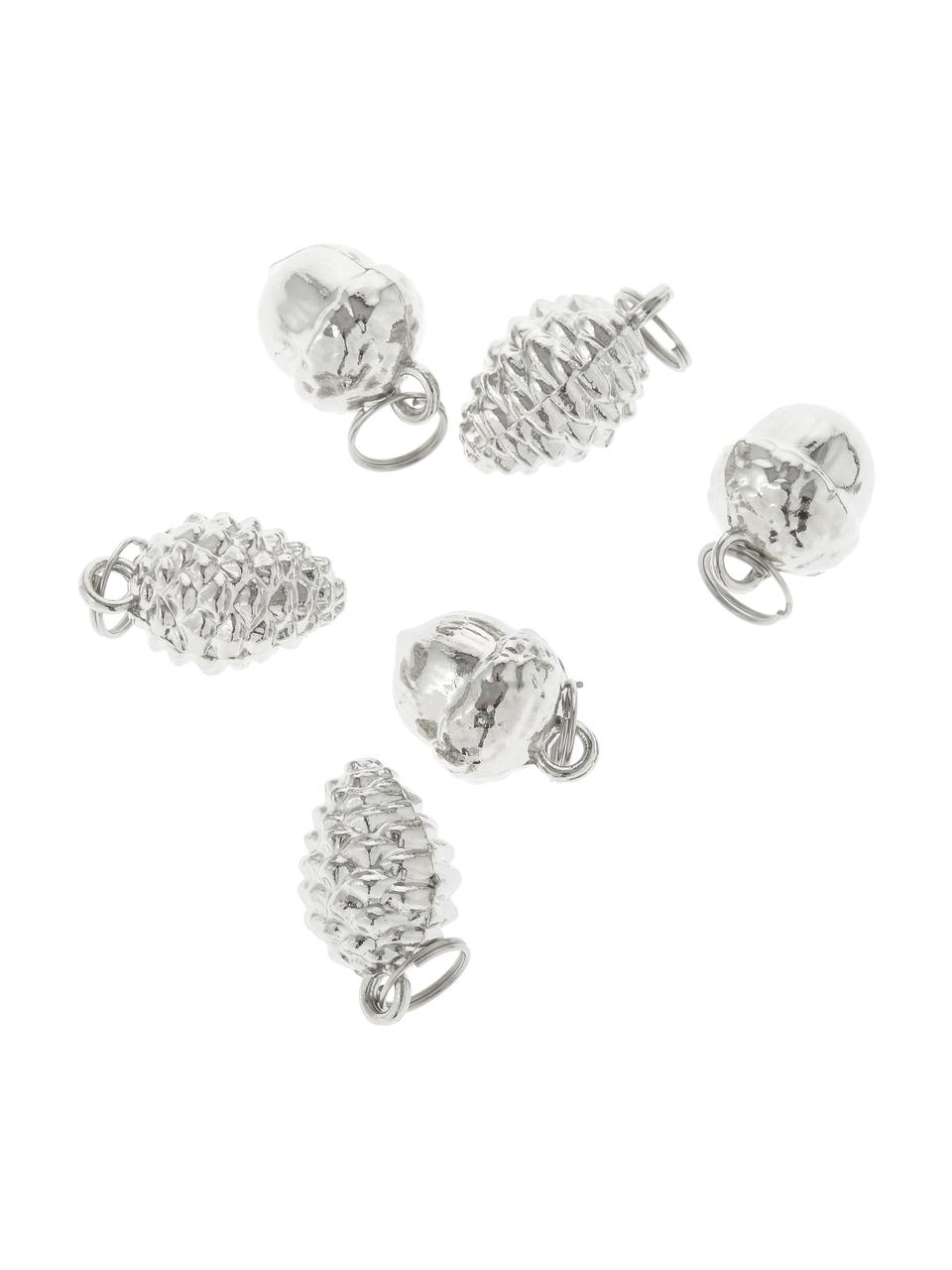 Geschenklabelsset Charm, set van 6, Gecoat metaal, Zilverkleurig, Ø 2 cm, H 3 cm