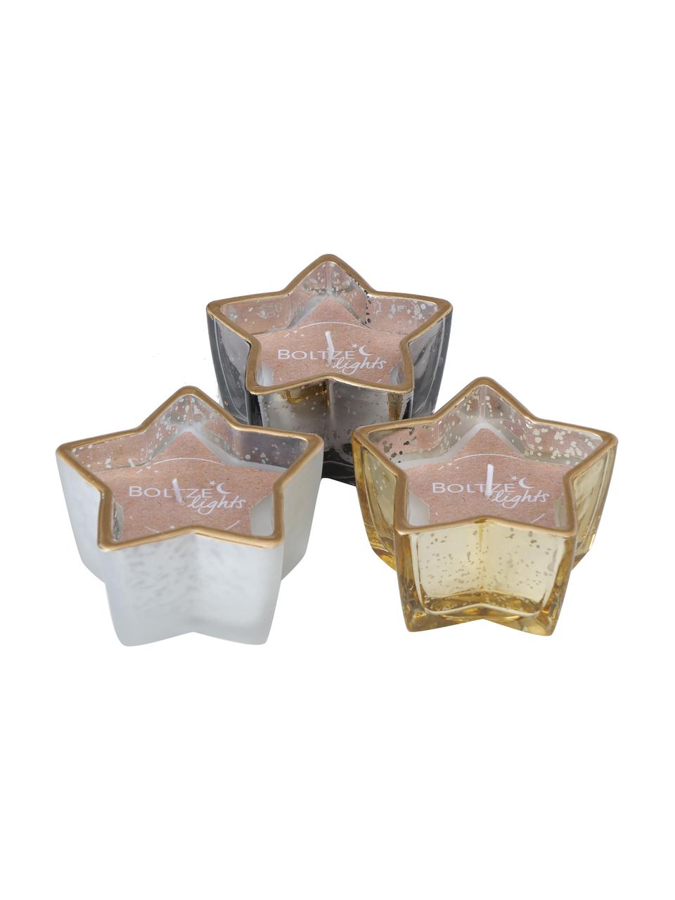 Decoratieve kaarsenset Delisa in glazen potjes, set van 3, Houder: glas, Meerkleurig, B 10 x H 6 cm