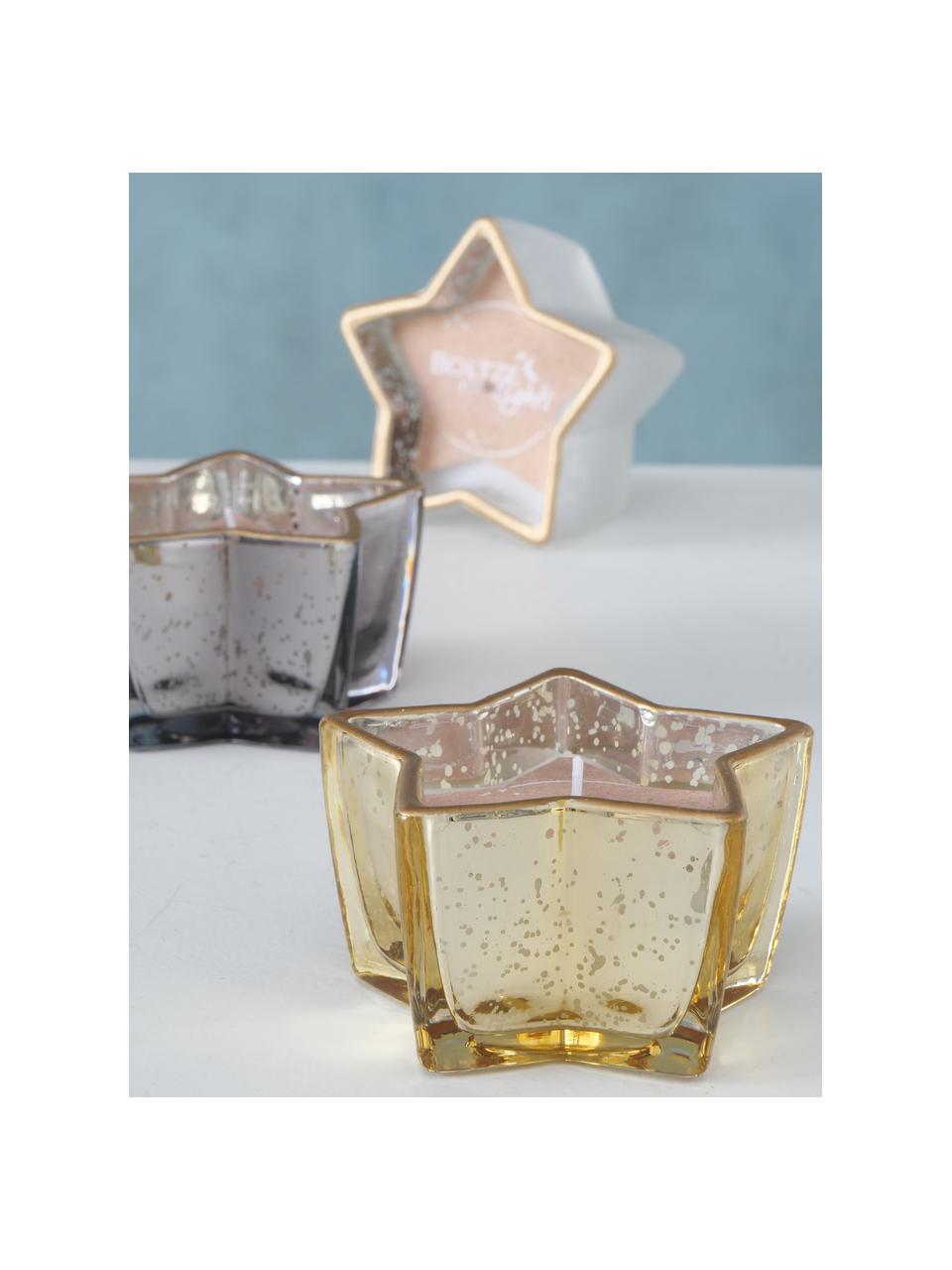 Decoratieve kaarsenset Delisa in glazen potjes, set van 3, Houder: glas, Meerkleurig, B 10 x H 6 cm