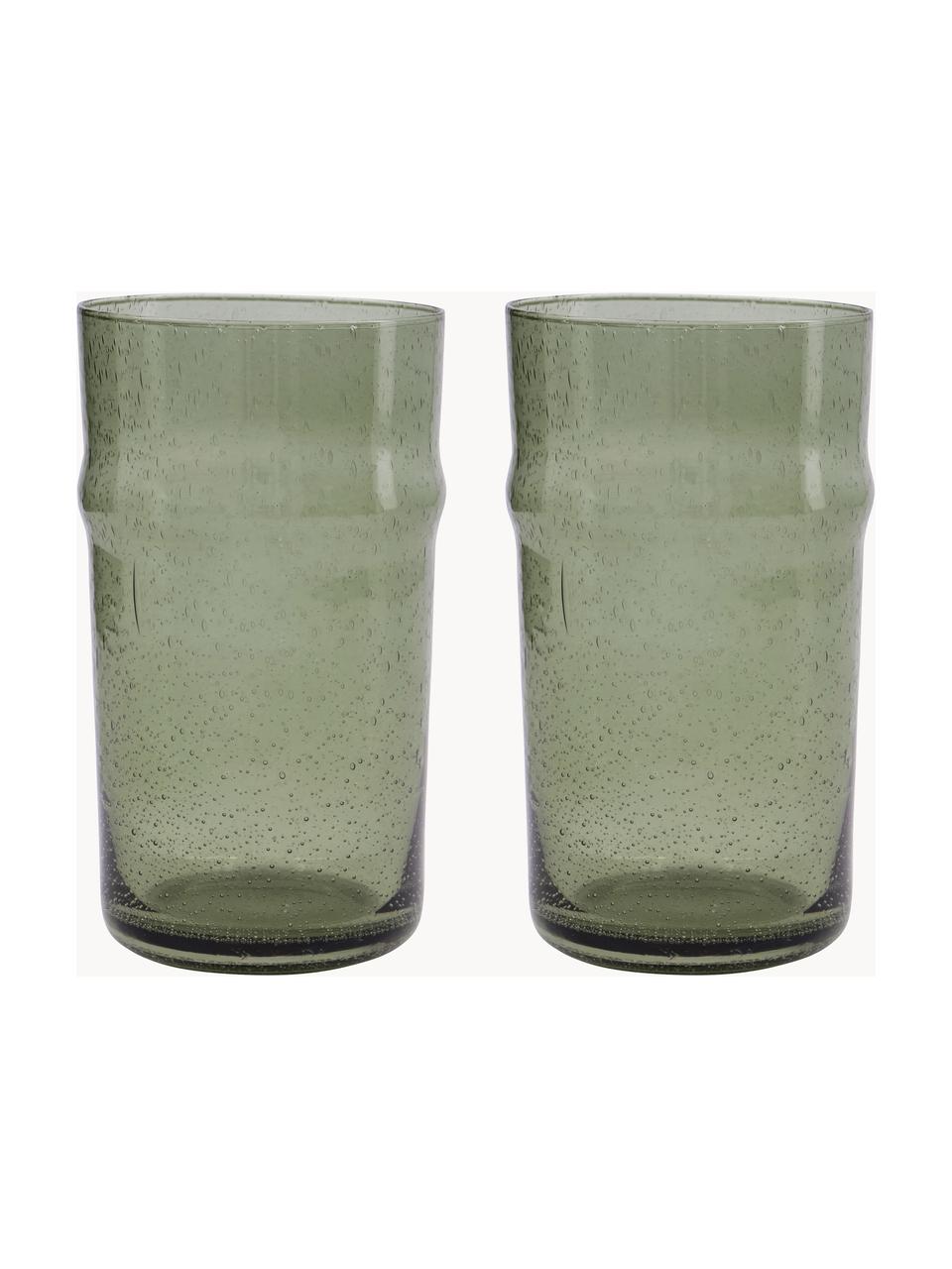 Verres à eau avec bulles d'air Rain, 2 pièces, Verre, Vert sauge, translucide, Ø 8 x haut. 14 cm, 470 ml