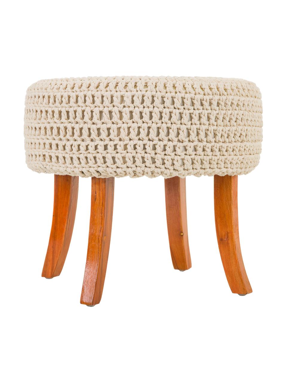 Taburete Africa, Patas: madera, Asiento: cuerda de algodón, Marrón, beige , Ø 47 x Al 40 cm