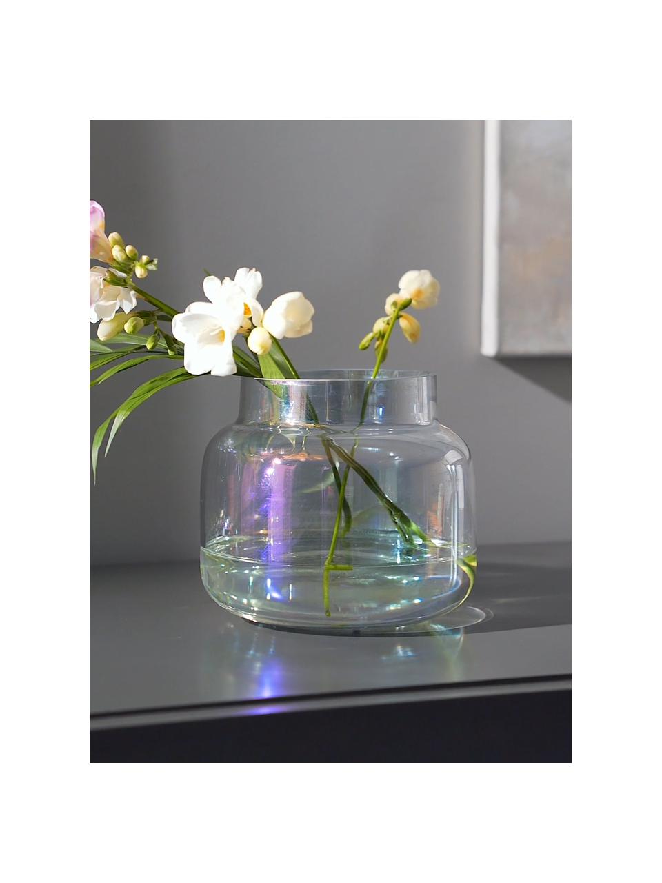 Skleněná opalizující váza Lasse, Sklo, Transparentní, opalizující, Ø 16 cm, V 14 cm