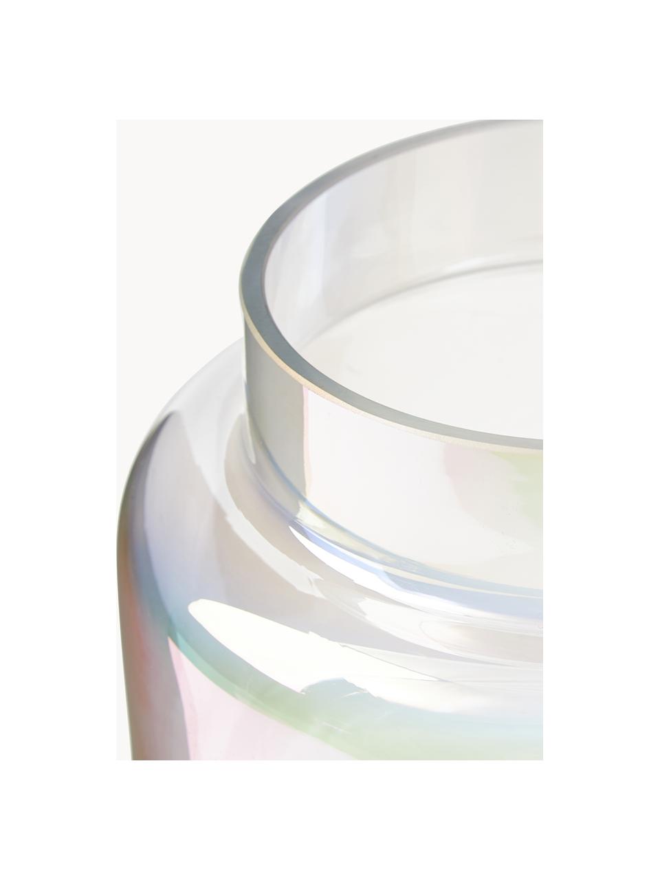 Jarrón de vidrio iridiscente Lasse, Vidrio, Transparente iridiscente, Ø 16 x Al 14 cm