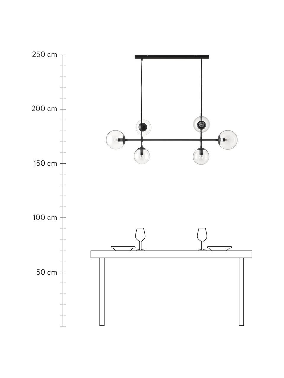 Velké závěsné svítidlo Cassia, Černá, Ø 15 cm, V 150 cm