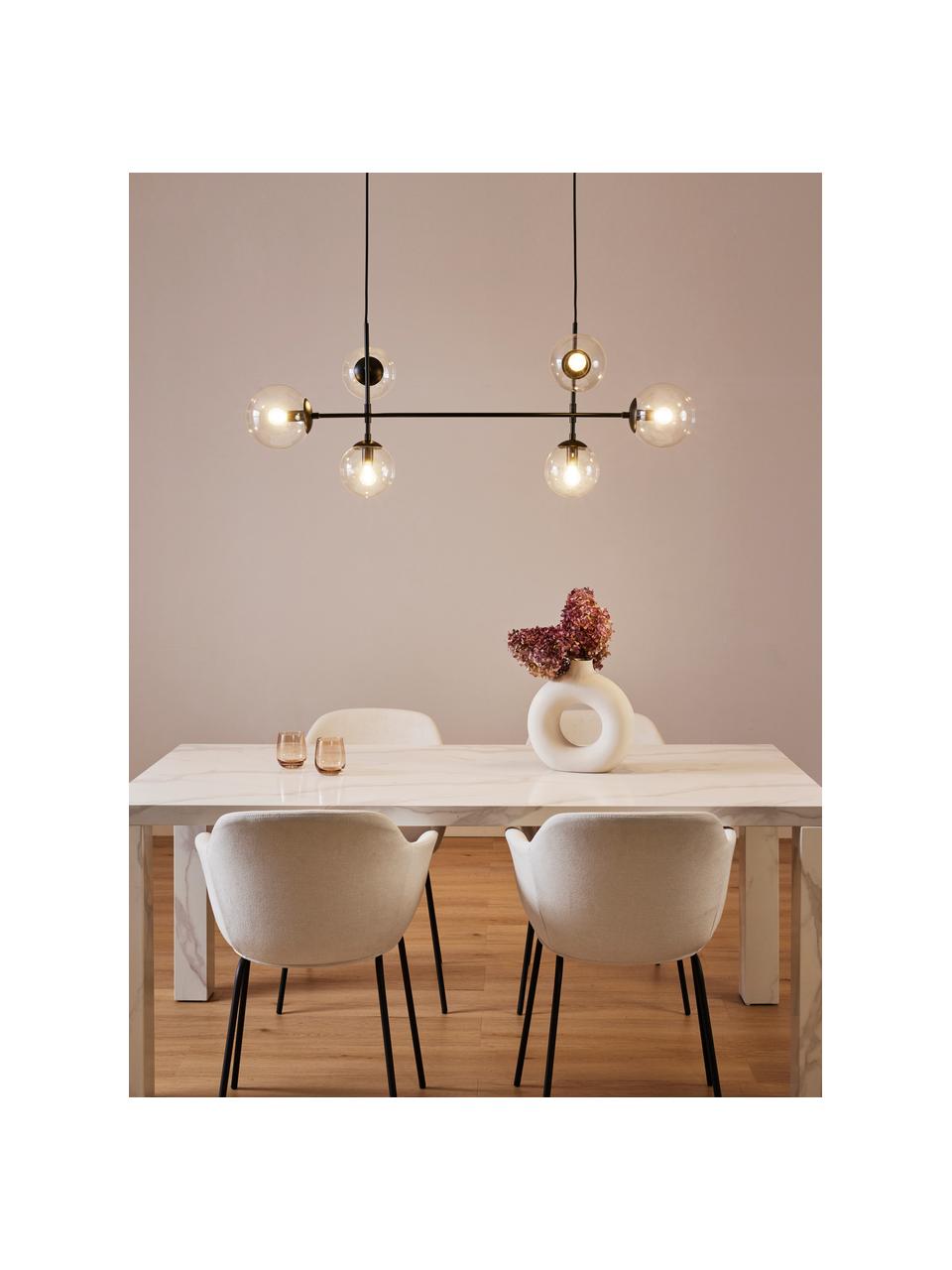 Große Pendelleuchte Cassia, Baldachin: Metall, pulverbeschichtet, Schwarz, Transparent, Ø 15 x H 150 cm