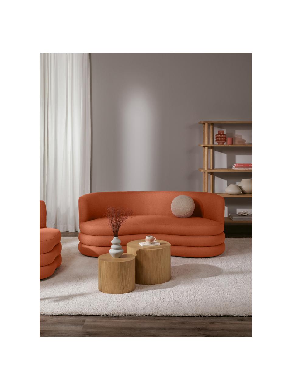 Sofa bouclé Solomon (3-osobowa), Tapicerka: 100% poliester Dzięki tka, Nogi: tworzywo sztuczne, Koralowy bouclé, S 193 x G 92 cm