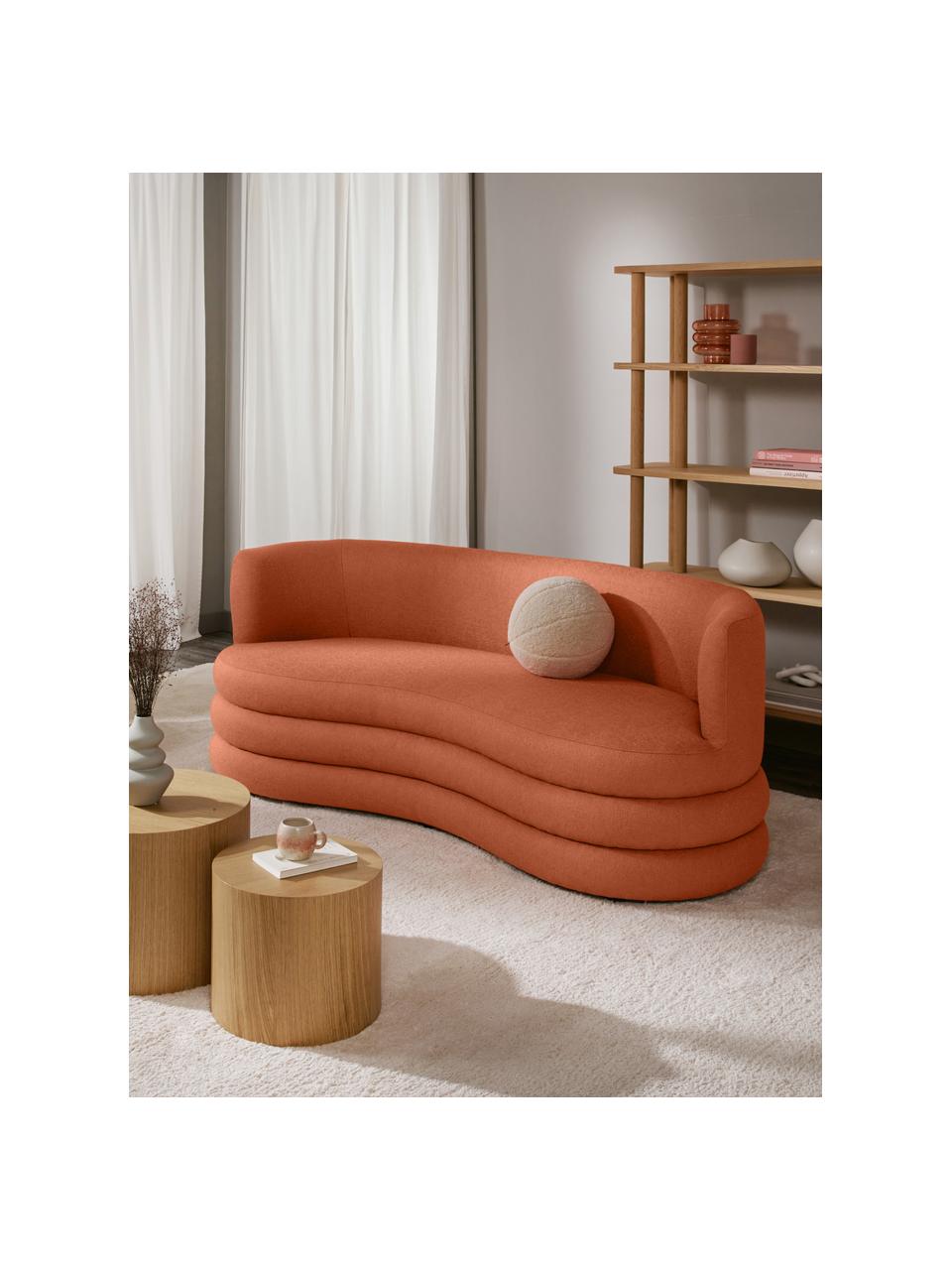 Designová bouclé pohovka Solomon, 3místná, Korálově červená, Š 193 cm, H 92 cm