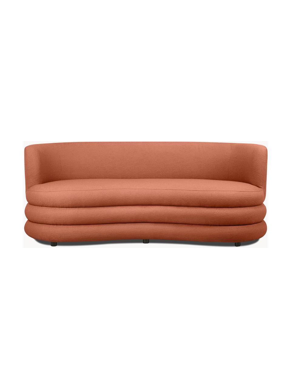 Design bouclé bank Solomon (3-zits), Bekleding: 100% polyester, Frame: massief sparrenhout, mult, Poten: kunststof Dit product is , Bouclé terracotta, B 193 x D 92 cm