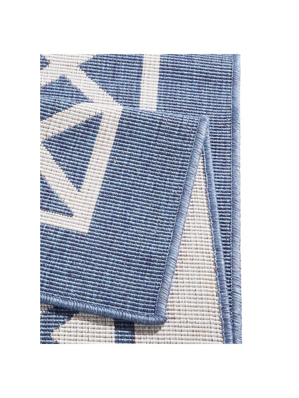 Passatoia reversibile per interni ed esterni Sydney, Blu, crema, P 80 x L 350 cm