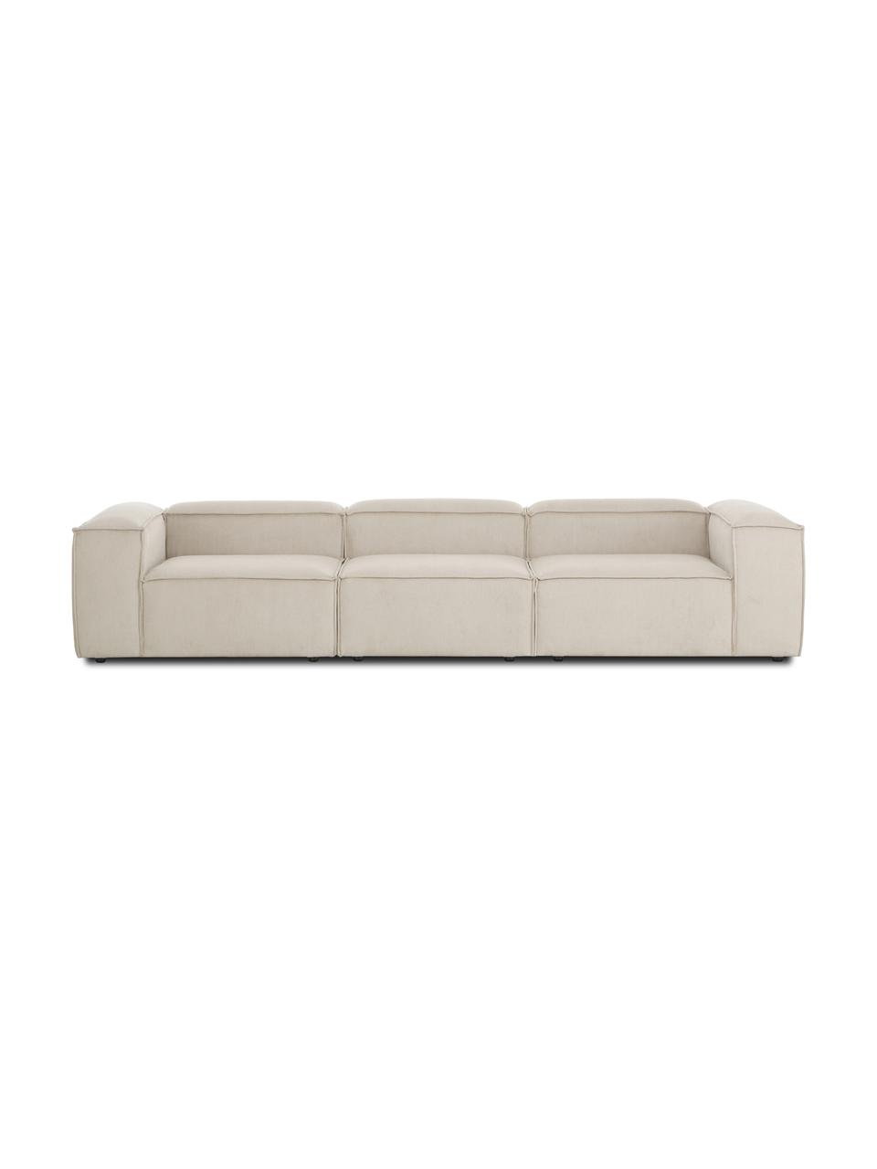 Canapé modulable 4 places velours côtelé Lennon, Velours côtelé beige, larg. 327 x prof. 119 cm