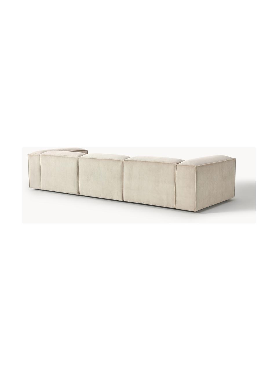 Modulaire bank Lennon (4-zits) van corduroy, Bekleding: corduroy (92% polyester, , Frame: massief grenenhout, multi, Poten: kunststof Dit product is , Corduroy lichtbeige, B 327 x H 119 cm