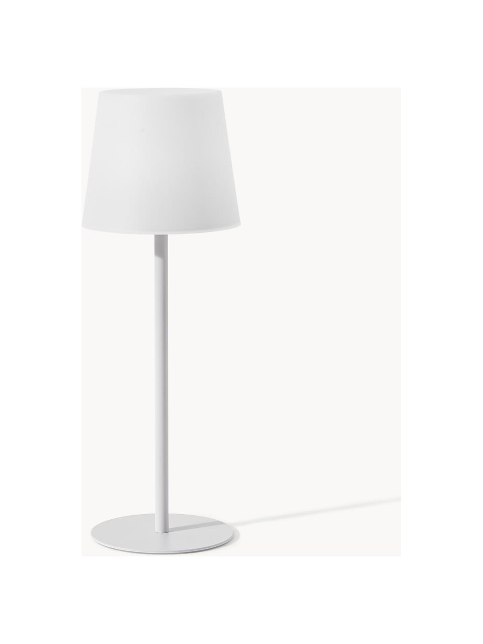 Dimbare tafellamp Fausta met USB-aansluiting, Lampenkap: kunststof, Lampvoet: gecoat metaal, Wit, Ø 13 x H 37 cm